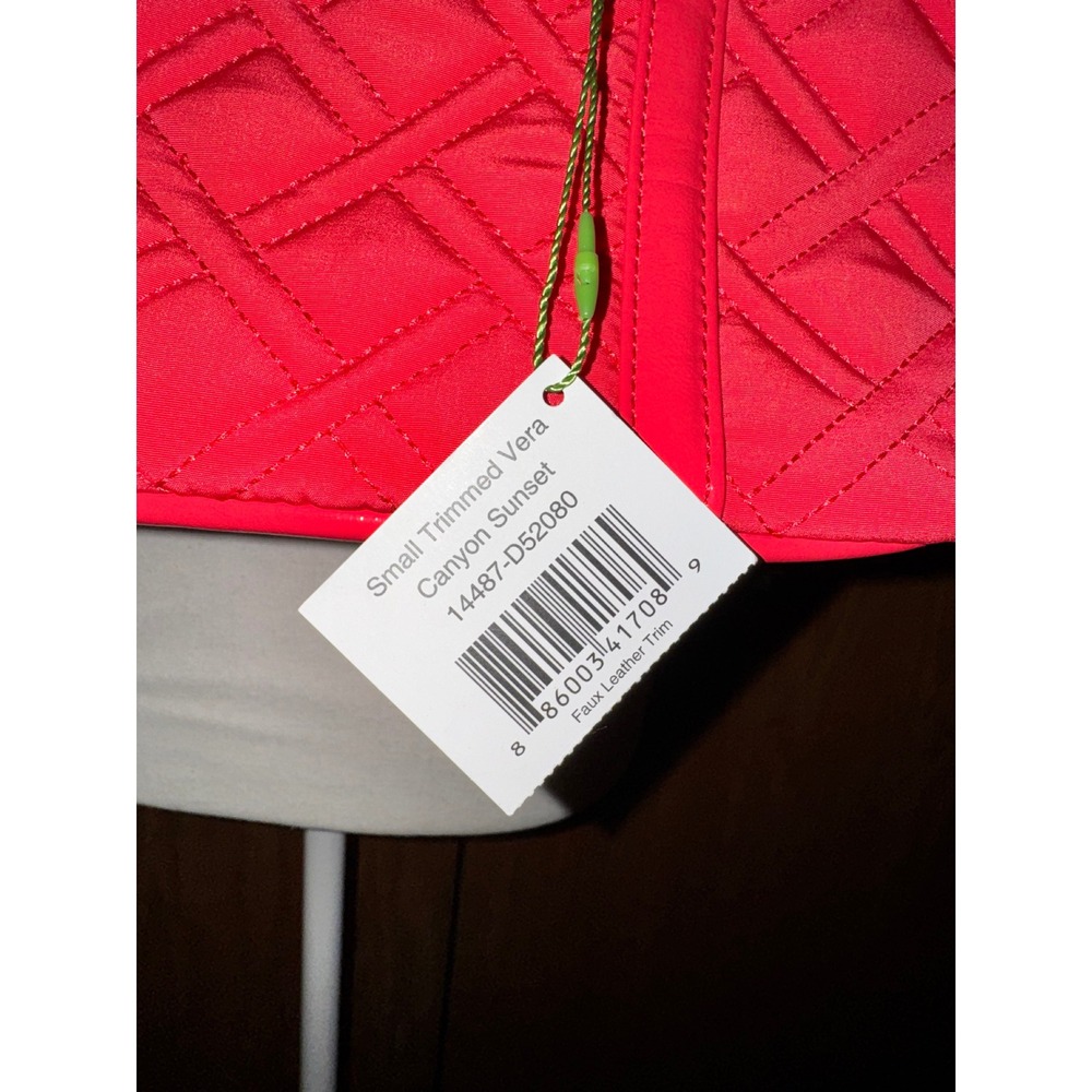 Vera Bradley Small Trimmed Vera Tote Canyon Sunset Red Quilted Bag 14487-D52080 - Picture 4 of 10